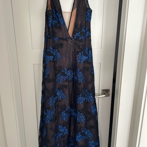 BCBG Floral Blue & Black Dress - Picture 3 of 4